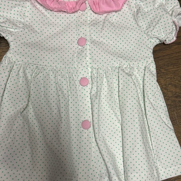 “Parker” Smocked White, Green, and Pink Matching Set. - Picture 3 of 4